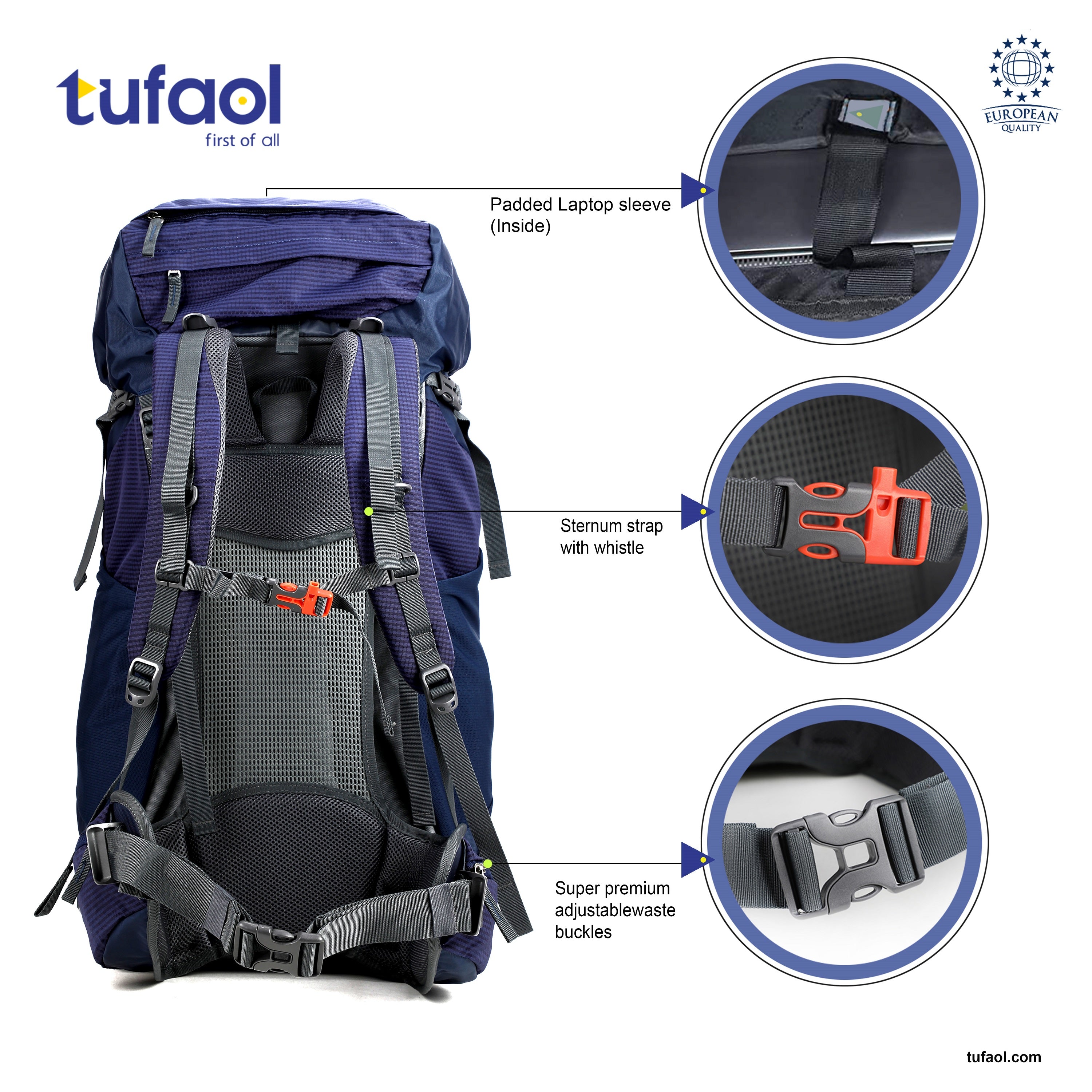 Hiking backpack clearance with laptop sleeve